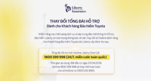 Thông báo thay đổi tổng đài hỗ trợ Bảo hiểm Toyota của Liberty, áp dụng từ 01/04/2026. Hotline mới 1800 599 998 miễn cước 24/7, thay thế số 1900 633 890.